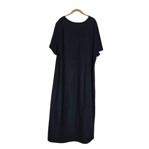 Vintage Cité Black Cotton Maxi Dress Embroidered Palm Trees size 2X - Picture 3 of 6